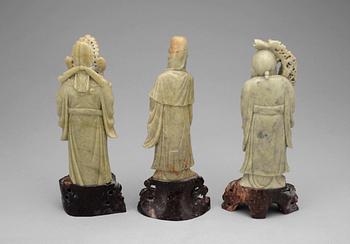 FIGURINER, 3 st, sten, ostasien 1900-tal.
