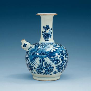 A blue and white kendi, Qing dynasty, 17th Century.