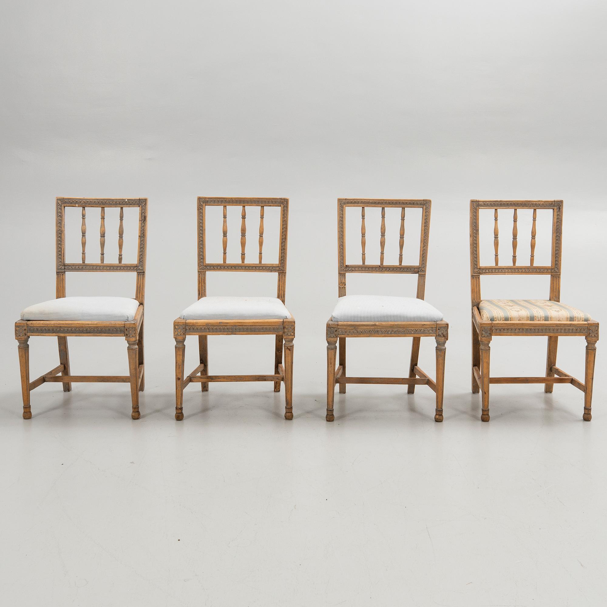 Chairs, 4 pcs, late Gustavian, 19th century.