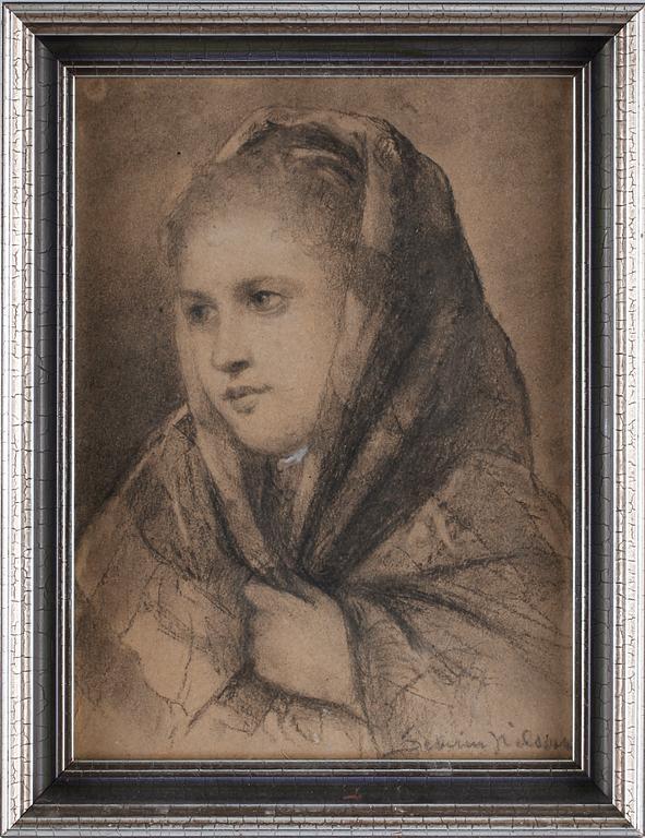 SEVERIN NILSSON, kolteckning. Sign.