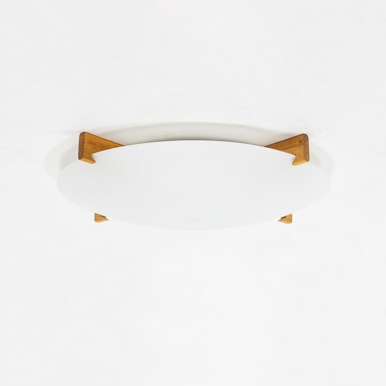 Uno & Östen Kristiansson, a 'Plafo' oak and plastic ceiling light, Luxus, Vittsjö.