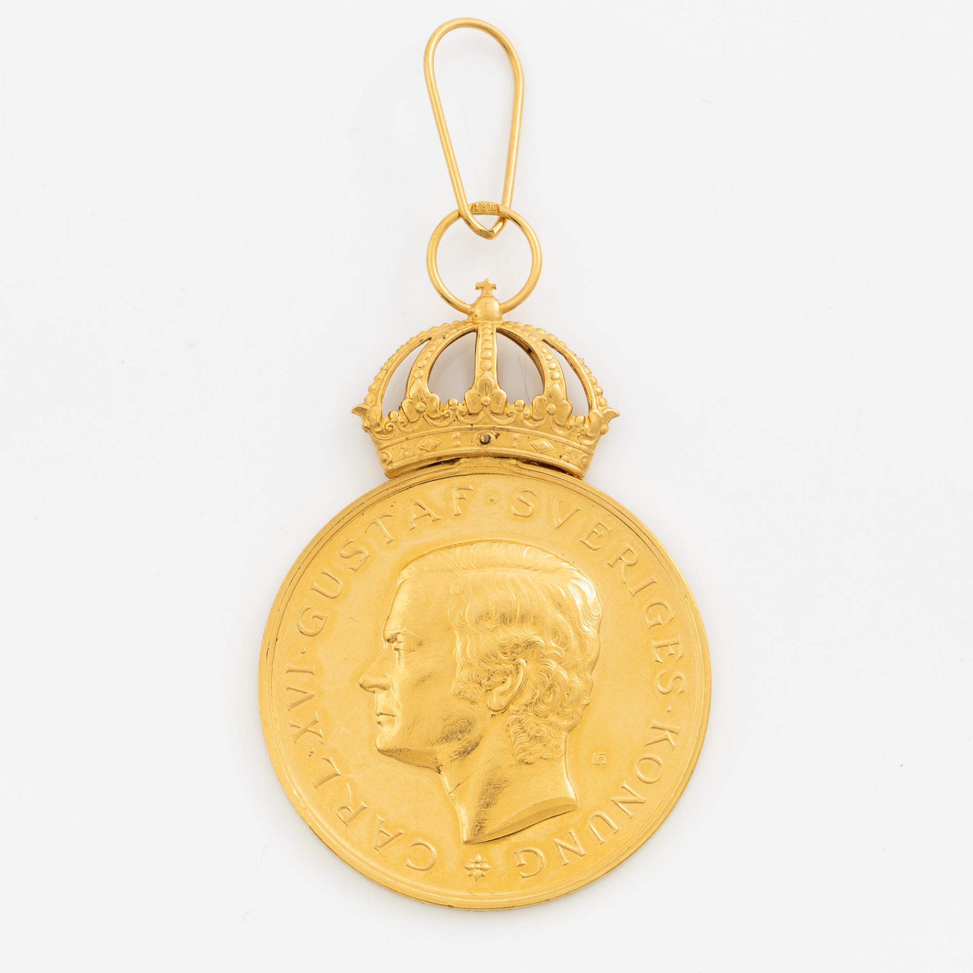 Carl XVI Gustaf, medalj i guld 18 k, 12.e storleken, Kungliga patriotiska sällskapet. 1996.