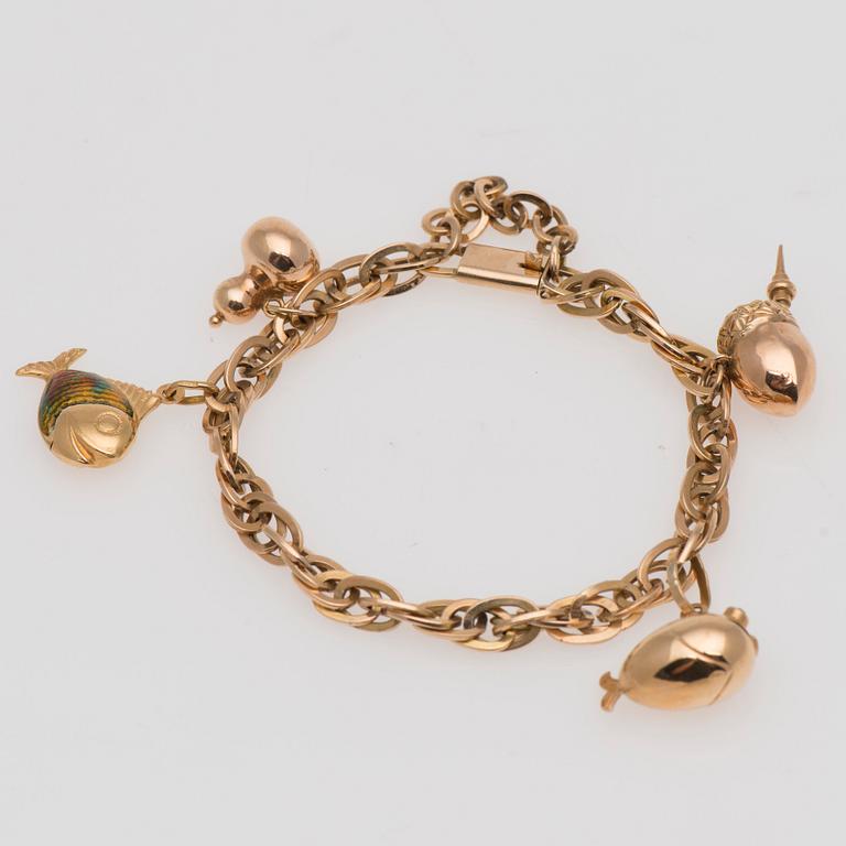 ARMKED, 18K och 14K guld, emalj. Vikt ca 27,8 g.