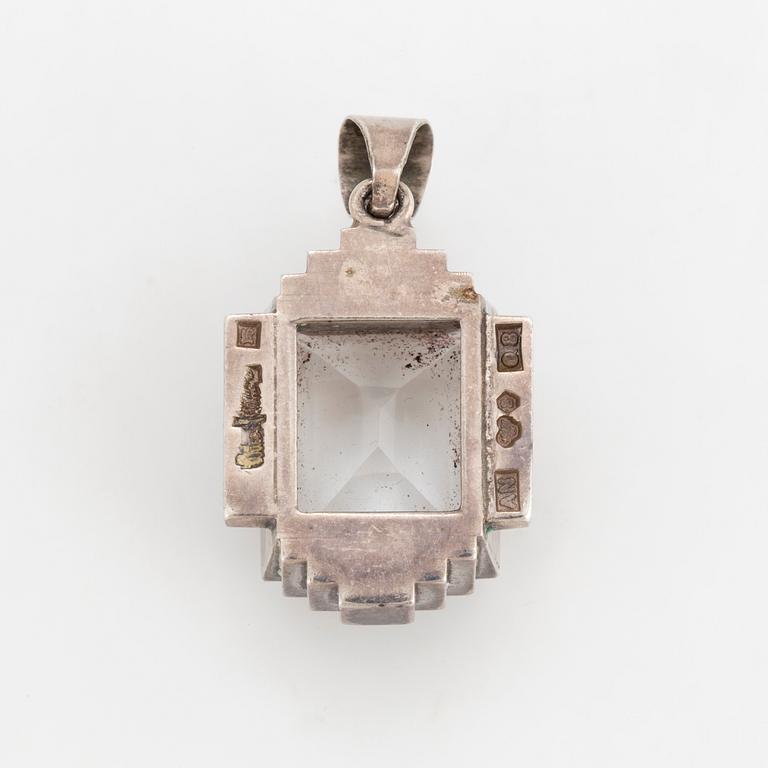 WIWEN NILSSON, a silver and rock crystal pendant from Lund, 1942.