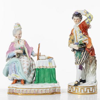 Two porcelain figurines, including one after Michel Victor Acier, Meissen, Germany, 19th century/around 1900.