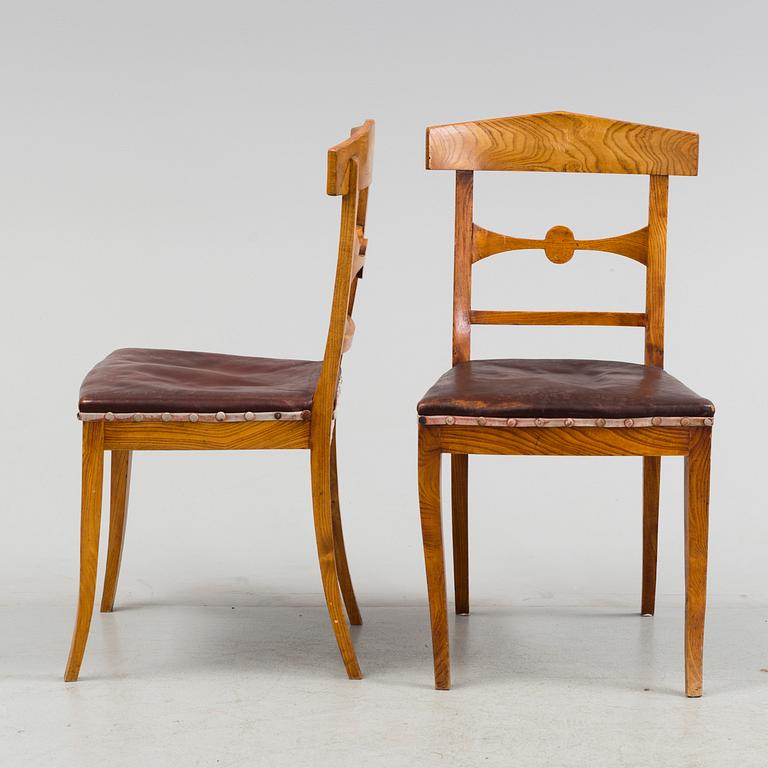 A set of six swedish Biedermeier chairs, first half of the 19th century.