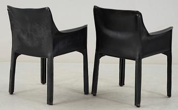 KARMSTOLAR, ett par, "CAB", Mario Bellini, Cassina, Italien. Modellen formgiven 1977.