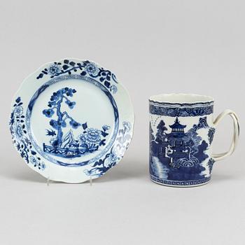 Mug and plate, porcelain, Qianlong dynasty 1736-95.