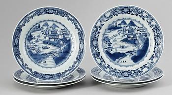 TALLRIKAR, 6 st, porslin, Qianlong, Kina 1700-tal.