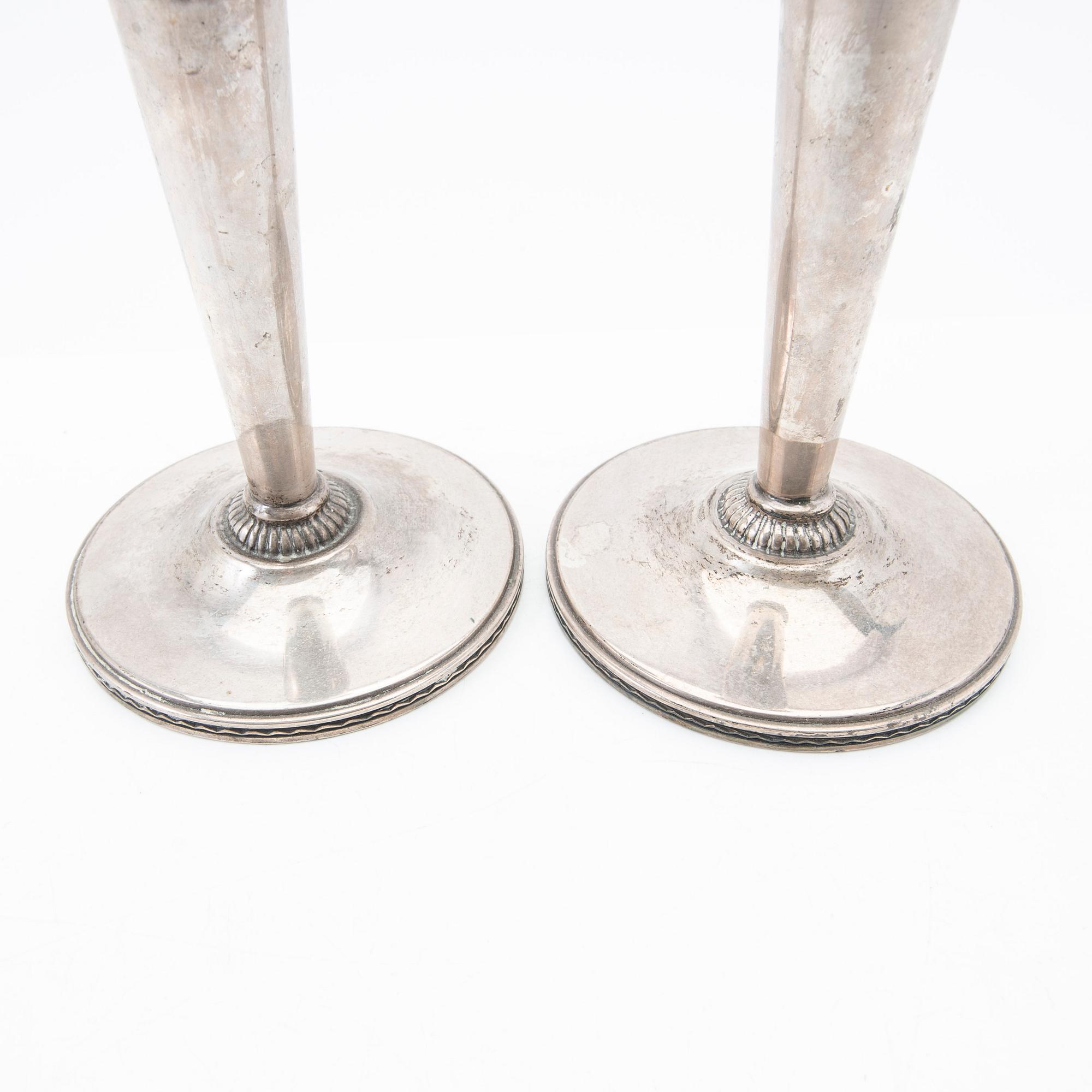 Eric Råström, Candelsticks, a pair, silver, CG Råström, Stockholm 1965.