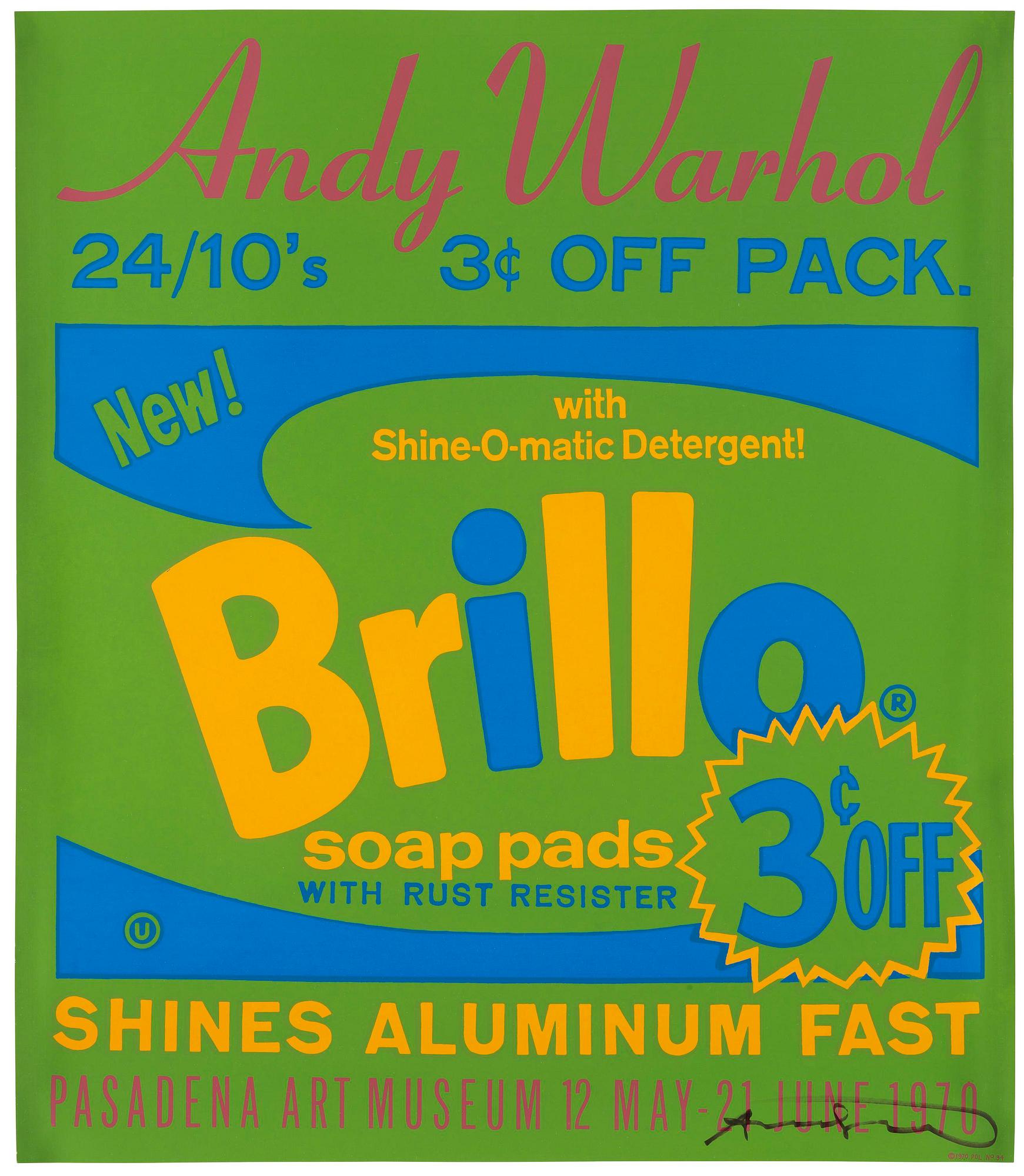 Andy Warhol, efter, "Brillo", utställningsaffisch för Pasadena Art Museum.
