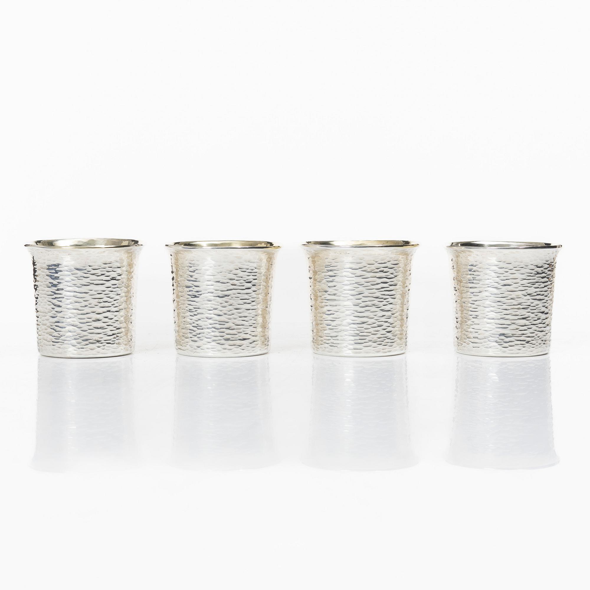 Lennart Råström, Goblets, 4 pcs, silver, in a case, CG Råström, Stockholm 1973.