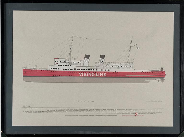 AFFISCH, S/S Viking, Viking Line, tryckt Arne Tryckare AB, Stockholm 1984.