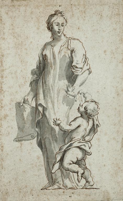 Standing lady with a child.