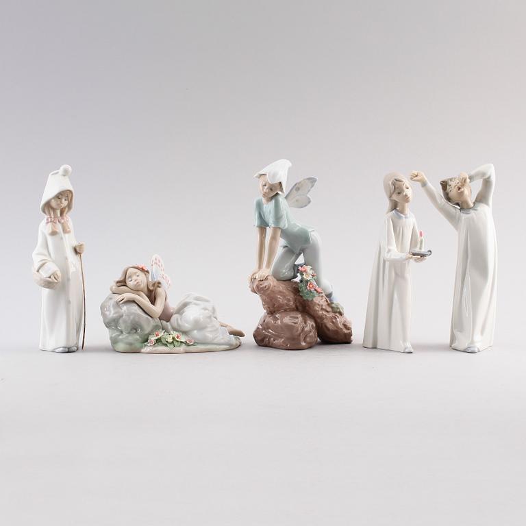 FIGURER, 5 st, porslin, Lladro, Spanien.