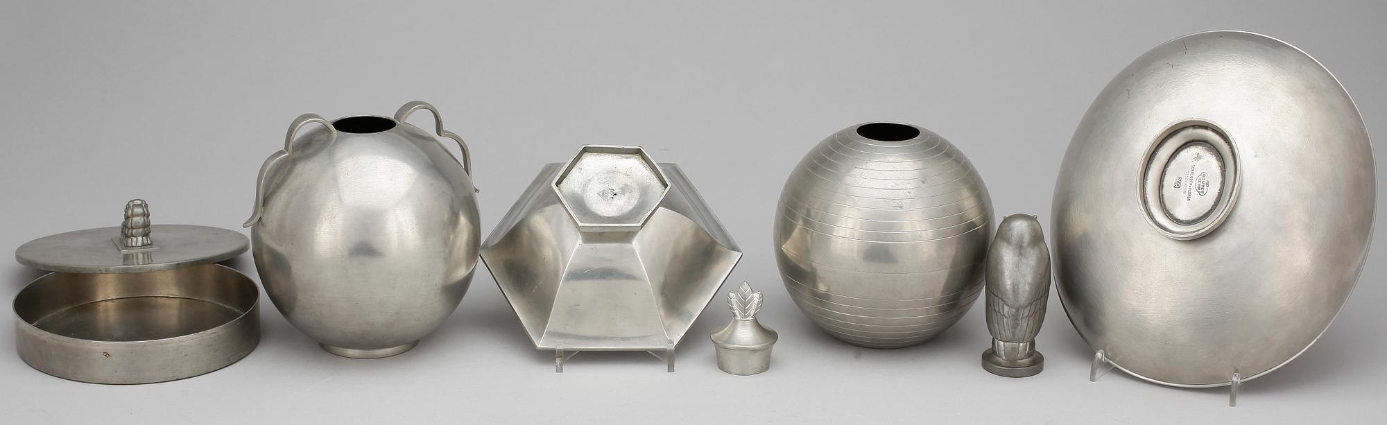 PARTI TENN, 6 delar, bl.a. CG Hallberg o Just Andersen, 1900-tal.