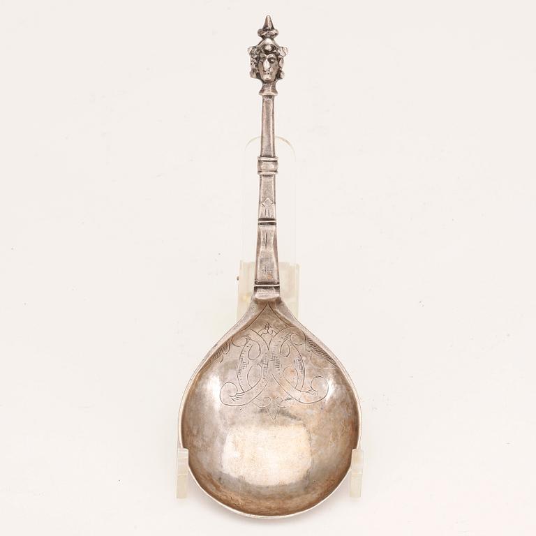 SUPSKED, silver, Nicolaus Brun, verksam 1633-1662 i Västerås. Vikt ca 36 gram.