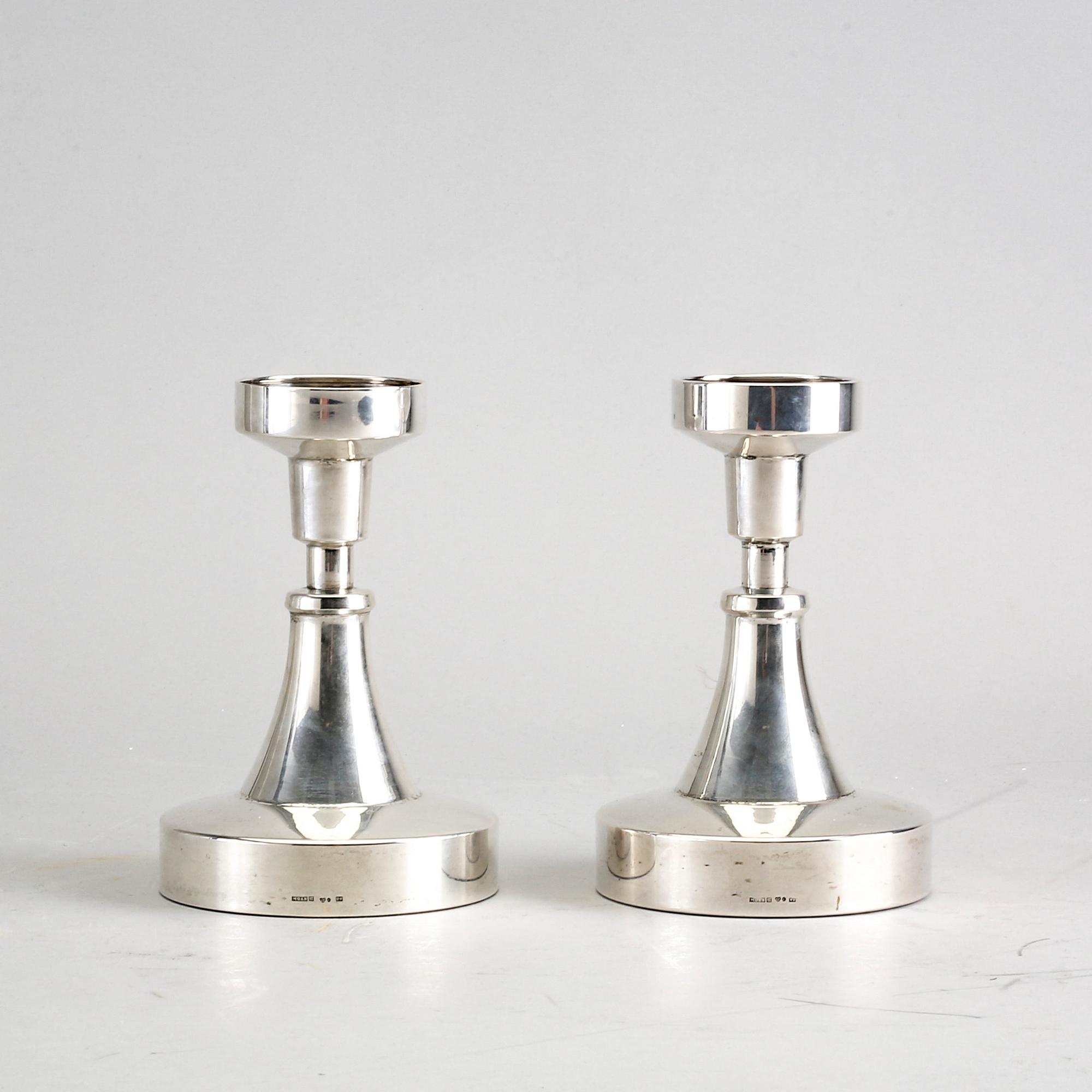 Eric Löfman (MGAB), candlesticks a pair of silver Uppsala 1967.