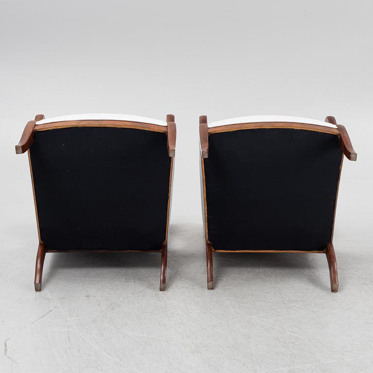 Frits Henningsen, attributed, a pair of wing back easy chairs, Denmark.