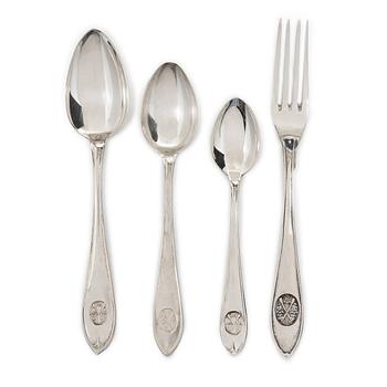 19 spoons and a fork, 'Skytte' model, MGAB, GAB, and C.G. Hallberg 1950's/60's.