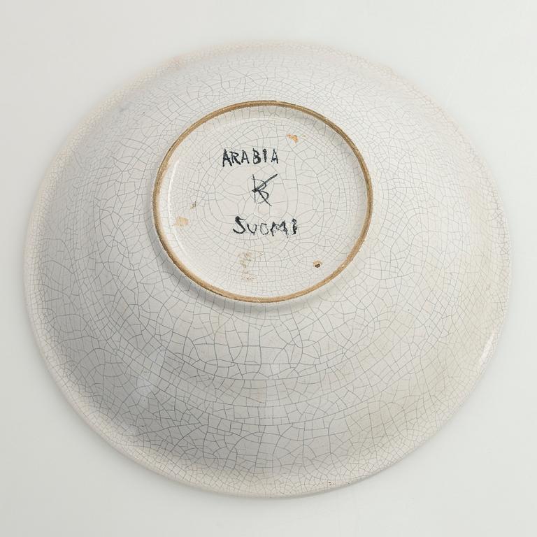 Birger Kaipiainen, malja, signeerattu Arabia BK Suomi. 1940-luku.