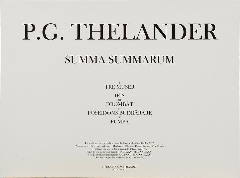 PG THELANDER, 5 litografier, mapp "Summa Summarum" 38/175 Hedenius konsthandel 2012.