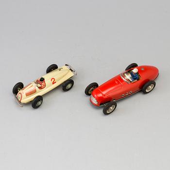 TWO TIN PLATE RACING CARS, one marked Cko, mid 20th century.