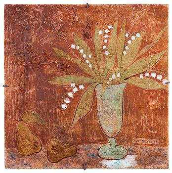 877. A Rut Bryk stoneware plaque, Arabia 1946.