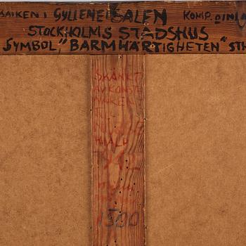 Einar Forseth, mosaik, " Barmhärtigheten", sannolikt  originalstudie  formgiven för den Gyllene Salen Stockholms Stadshus. ca 1921-22.