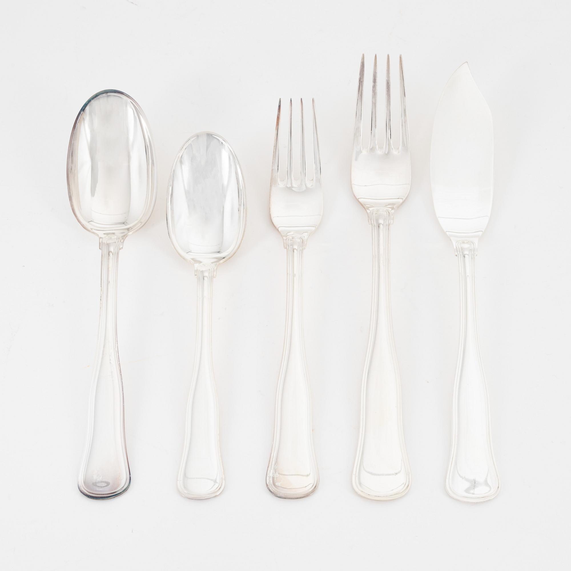 Bestick, silver, 60 delar, "Gammal dansk", Cohr, Danmark.