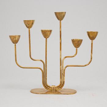 Gunnar Ander, a brass six-light candelabra from Ystad Metall.