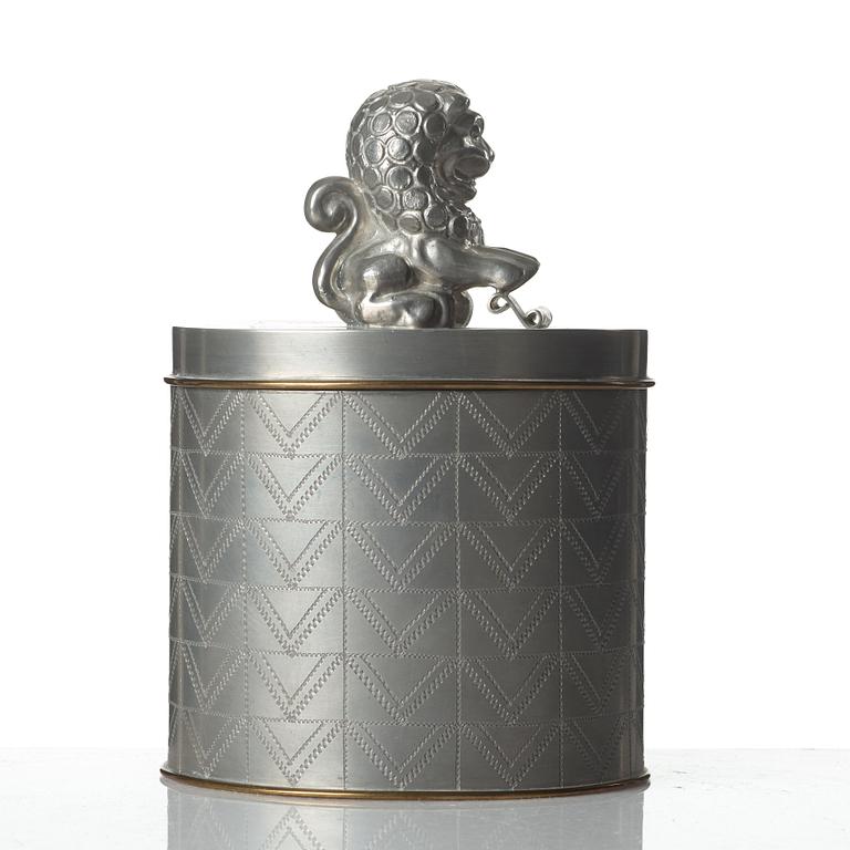 Anna Petrus, & Estrid Ericson, a pewter cigar box with cover by Svenskt Tenn, Stockholm 1928.