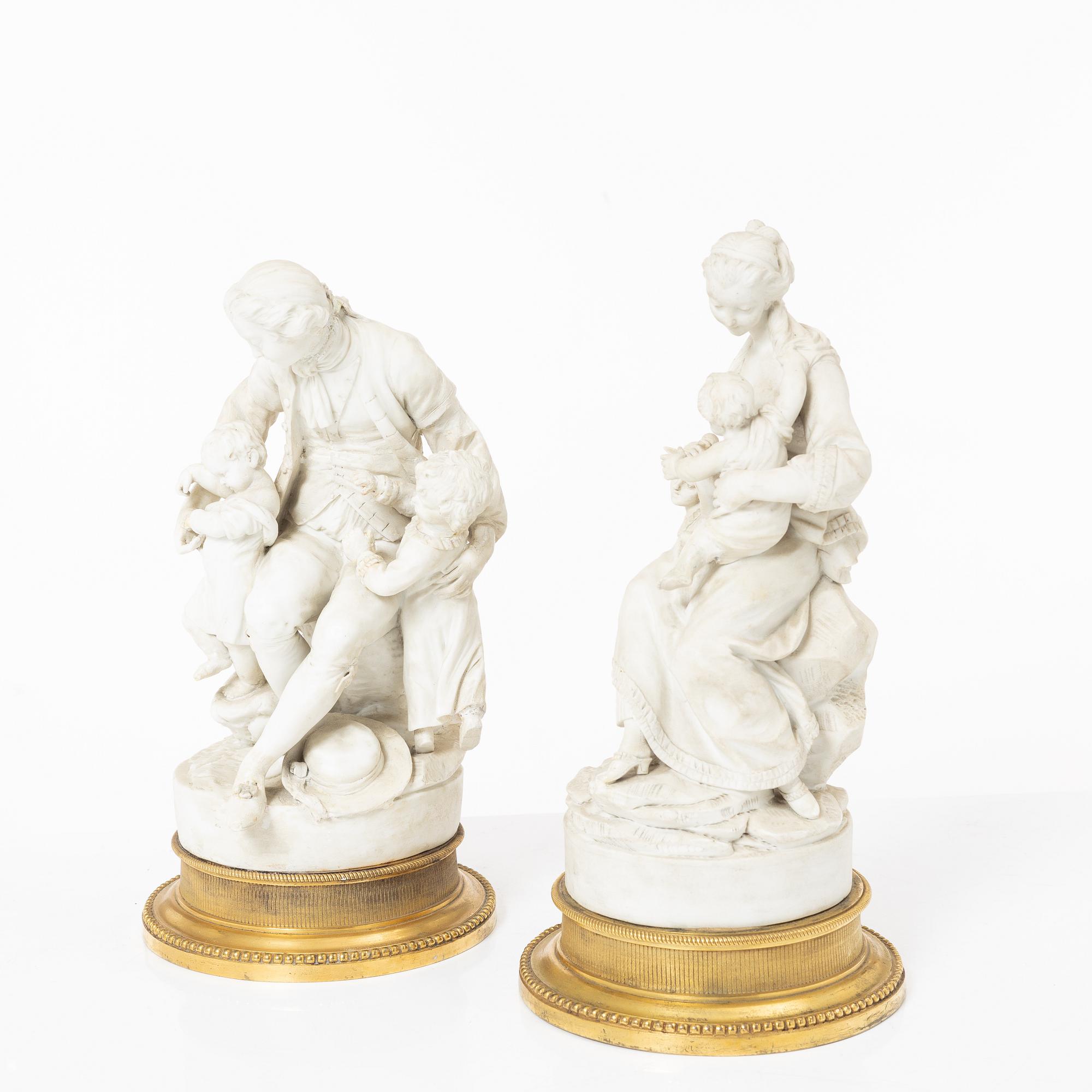 Figurgrupper, ett par, efter Joseph Gott, troligen England, sent 1800-tal.