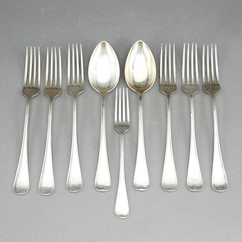 BESTICK, 9 delar, silver, C.G Hallberg, Stockholm 1925-1926. Ca 577 gram.
