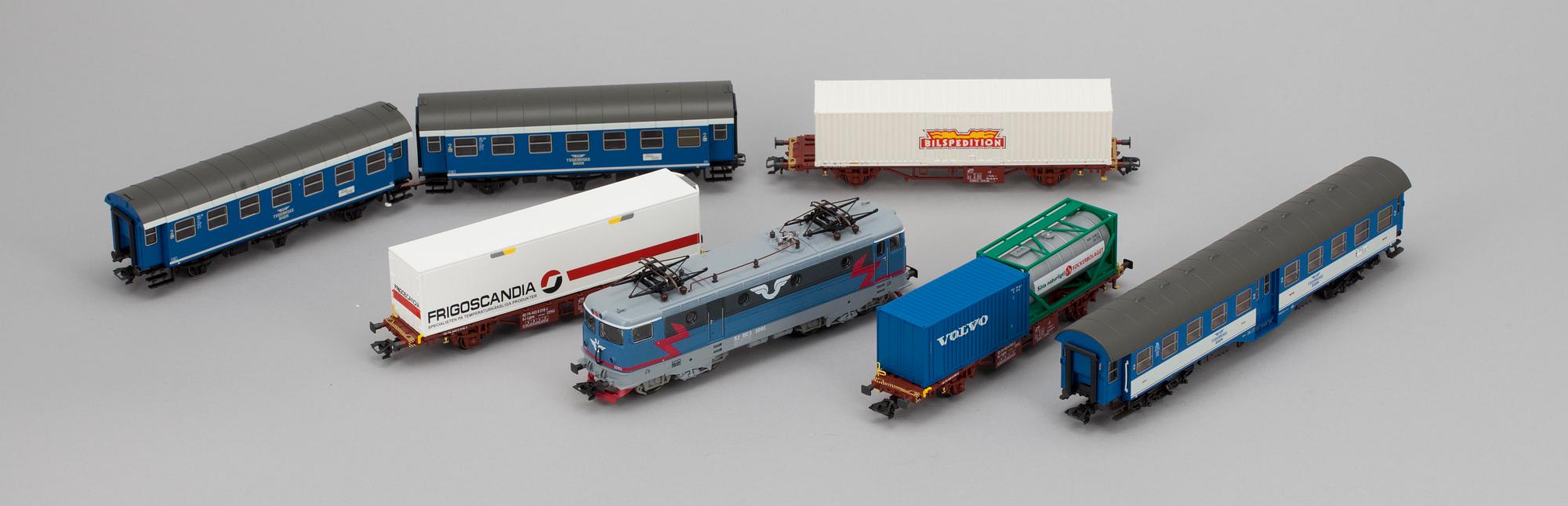LOK samt VAGNAR, 6 st, Märklin HO, 4289, 28725.