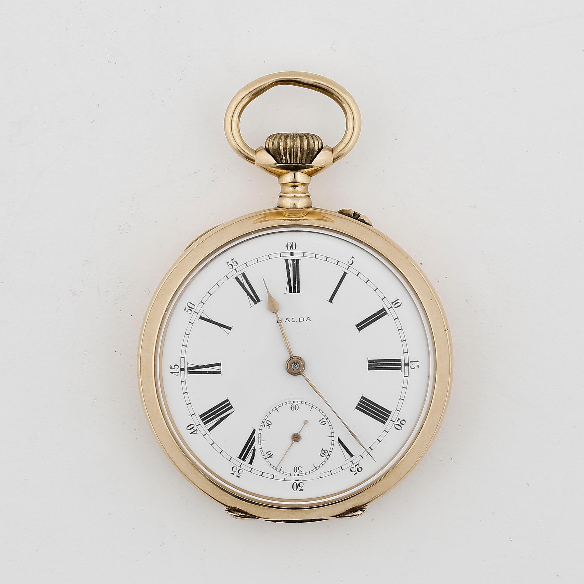 HERRFICKUR, guld 18K, Halda, T-verk, numrerad 4769, boetten från 1897. Tot ca 94 gram.