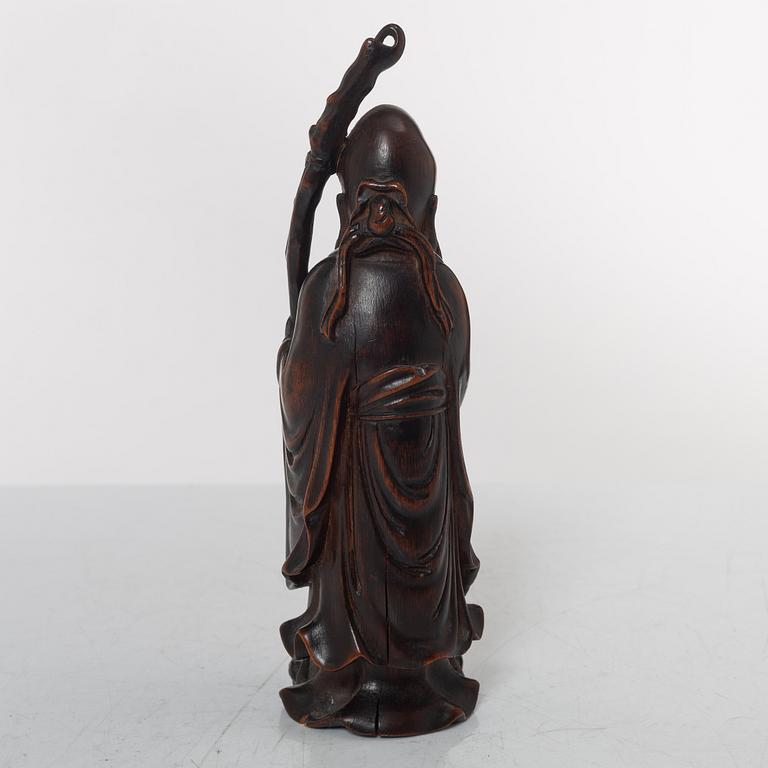 A Chinese Shoulao bamboo figure, Qing dynasty (1644-1912).