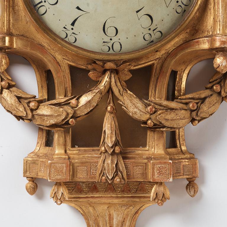 A Gustavian late 18th century wall clock.