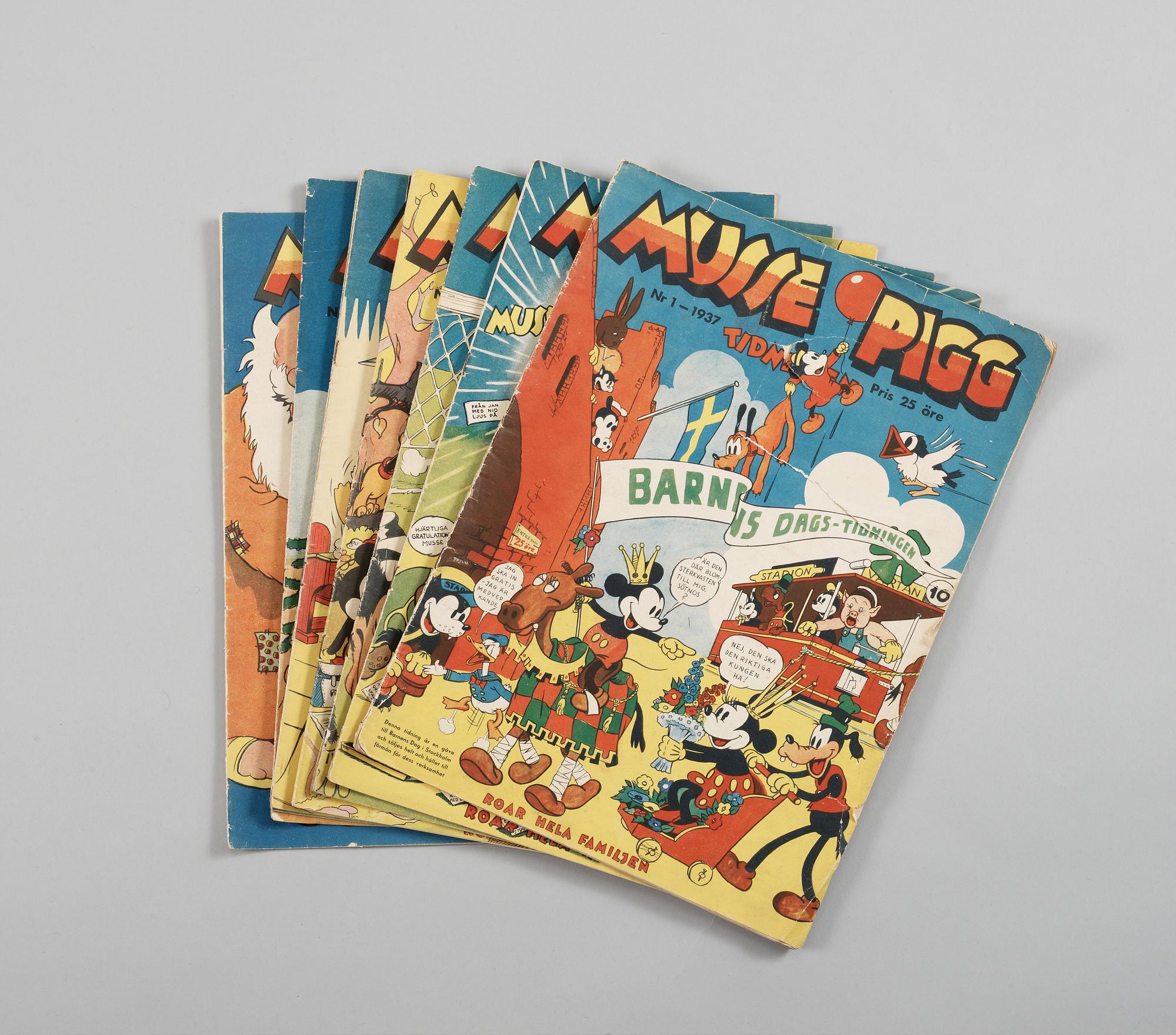 MUSSE PIGG TIDNINGEN. NR 1-8 1937. GD-FN.