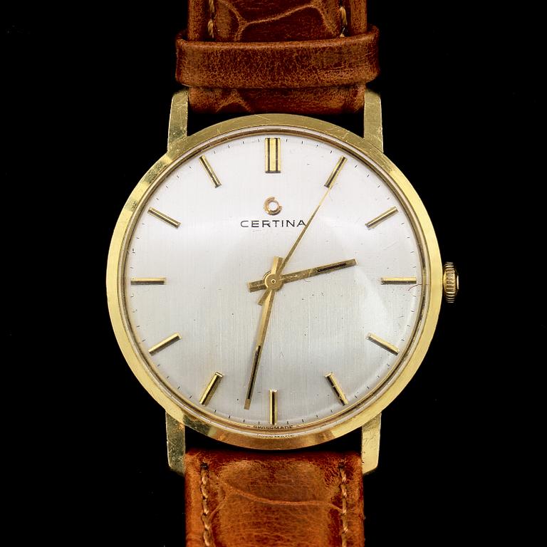 HERRARMBANDSUR, 2 st, Omega samt Certina delvis 18k guld. 1900-tal.