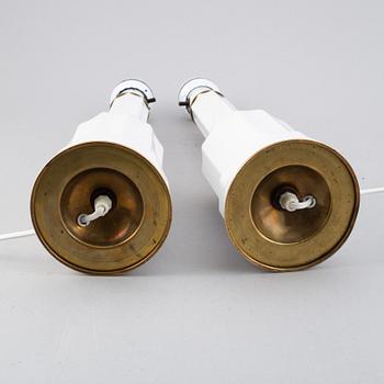 A pair of porcelain table lights, Heiberg model, probably Denmark. Second half of the 20th Century.