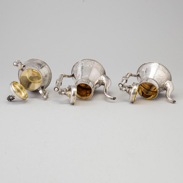 KAFFESERVIS, silver, 3 delar, S:t Petersburg Ryssland 1881.