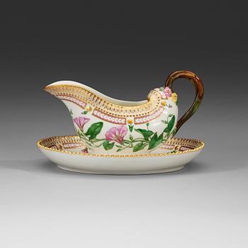 1801. A Royal Copenhagen 'Flora Danica' sauceboat, Denmark, 20th Century.