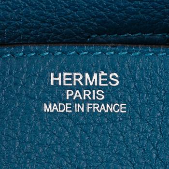 HERMÈS, a blue leather bag, "Birkin 35".