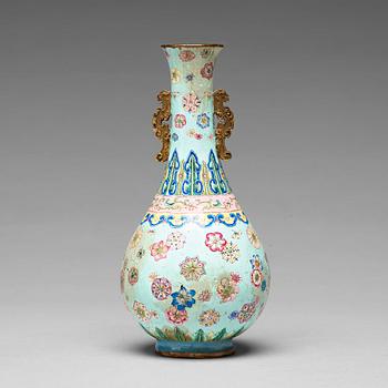 726. A painted enamel on copper vase, Qing dynasty, 18th Century.