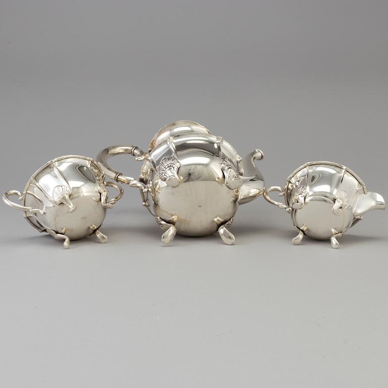 A three-piece silver coffee service, mid 20th Century.