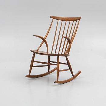 Illum Wikkelsø, a 'Gyngestol Nr. 3' rocking chair, Eilersen, mid 20th Century.