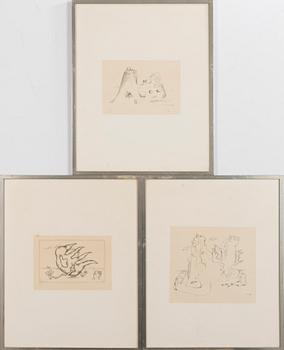 ESAIAS THORÉN, 3x lithographs, signed and dated on the print E. Thorén 1935-38.