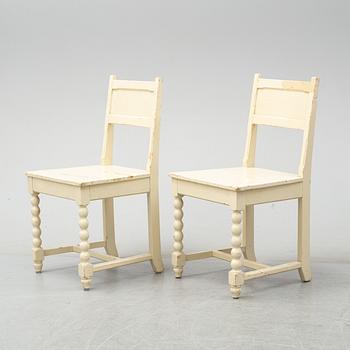 A set of table and two chairs, baroque-style, 20th century.