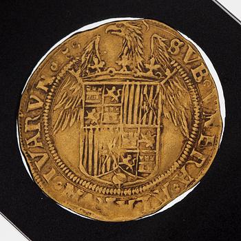 Coin, 2 ducats, Ferdinand V and Isabella I, gold 99%.